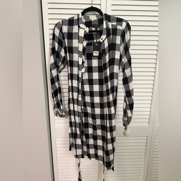 Lucky Brand Dresses & Skirts - Lucky Brand Black and White Buffalo Plaid Shirt Dress